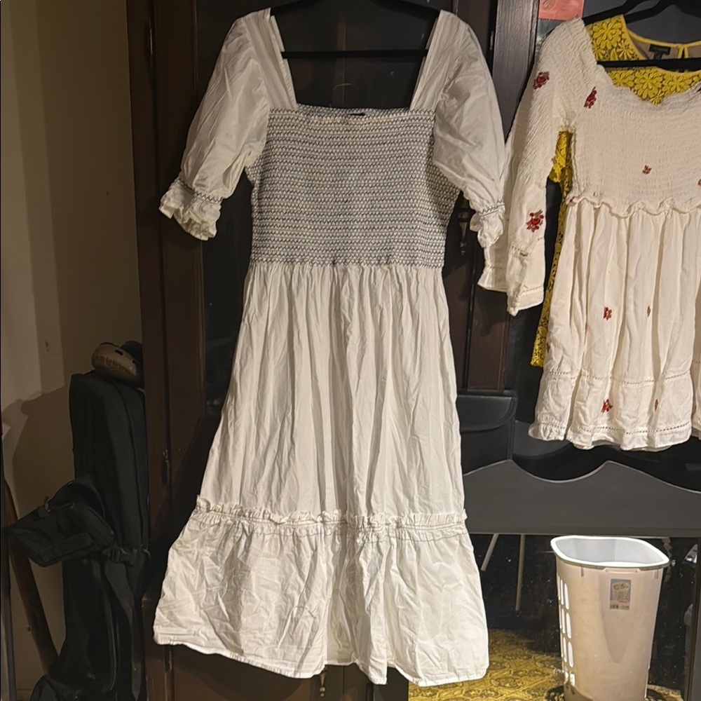 Cream Smocked Tiered Maxi Sundress